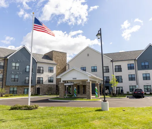 Cobblestone Manor, affordable senior housing in Grove City, exterior of building