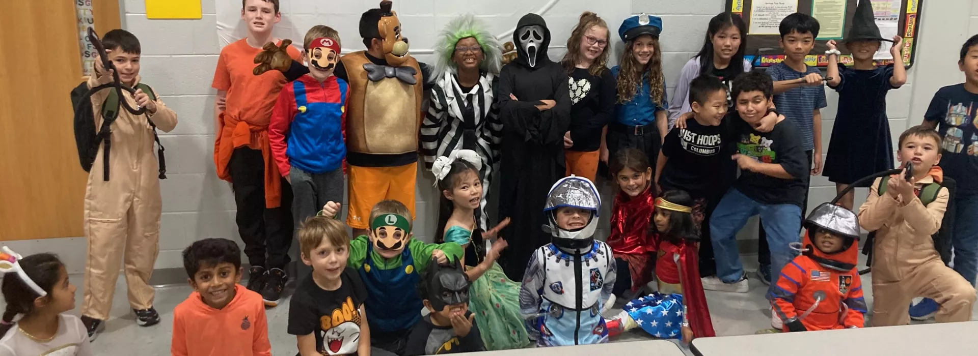 Kids dressed up in costumes